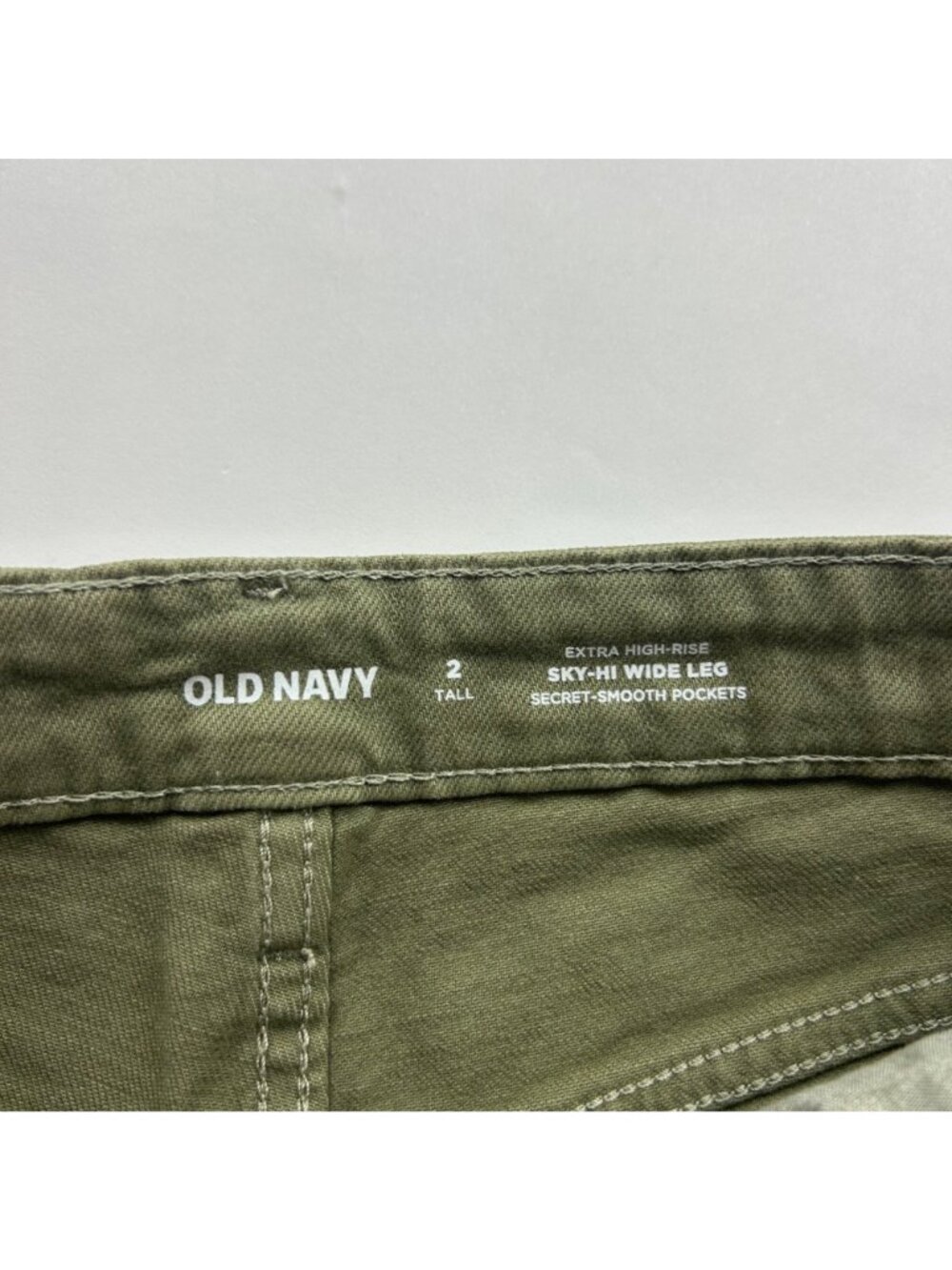 TALL Old Navy Olive Green Denim High Rise Wide Leg Jeans 2T - Picture 3 of 7